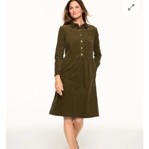 Olive Green Corduroy Shirt Dress